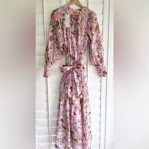 NWT Happy X Nature floral cotton maxi dress with slip and optional belt size L